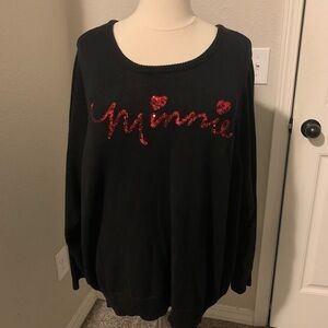 T-41 Torrid Disney Black Sweater with Red Sequined Minnie Design